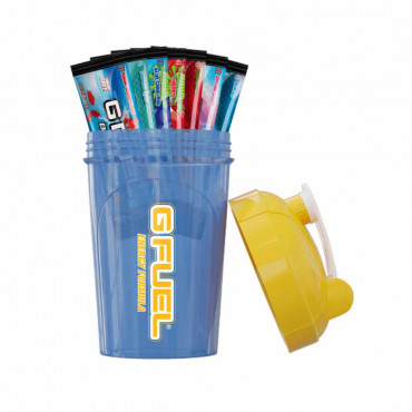 G Fuel Starter kit - Modrý shaker se žlutou + 7 testovacích balení