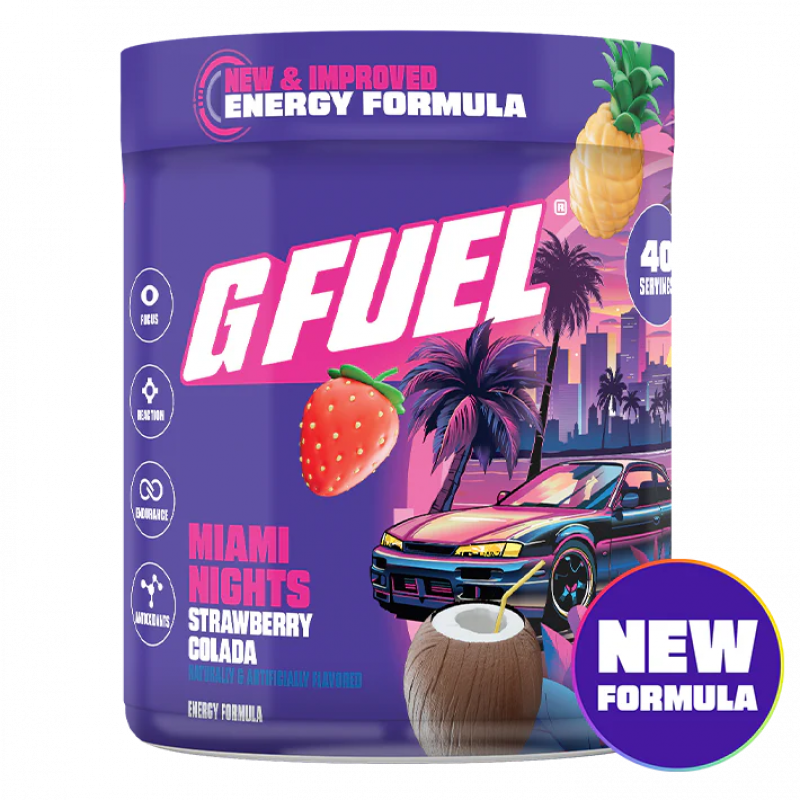 G FUEL Miami Nights 2.0 (strawberry, coconut, pineapple) G FUEL Miami Nights 2.0 (strawberry, coconut, pineapple)